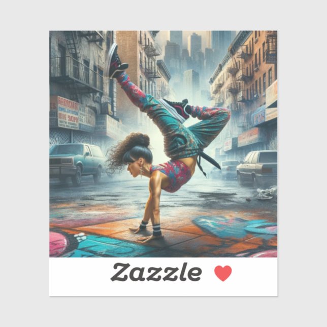 Breakdancer Women in Action New Yorker Silhouette Aufkleber (Blatt)