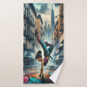 Breakdancer Women in Action New Yorker Silhouette Badehandtuch