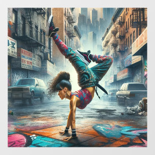 Breakdancer Women in Action New Yorker Silhouette Fensteraufkleber