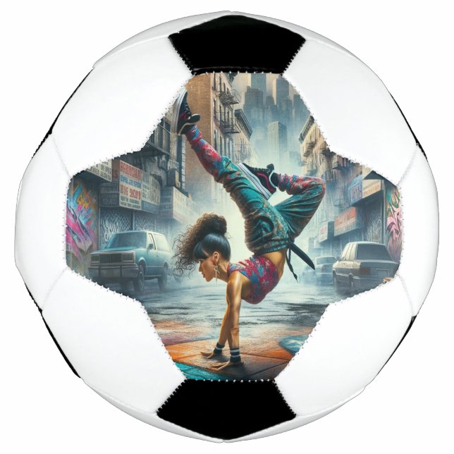 Breakdancer Women in Action New Yorker Silhouette Fußball (Vorderseite)