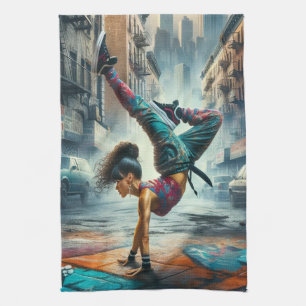 Breakdancer Women in Action New Yorker Silhouette Geschirrtuch