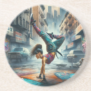 Breakdancer Women in Action New Yorker Silhouette Getränkeuntersetzer