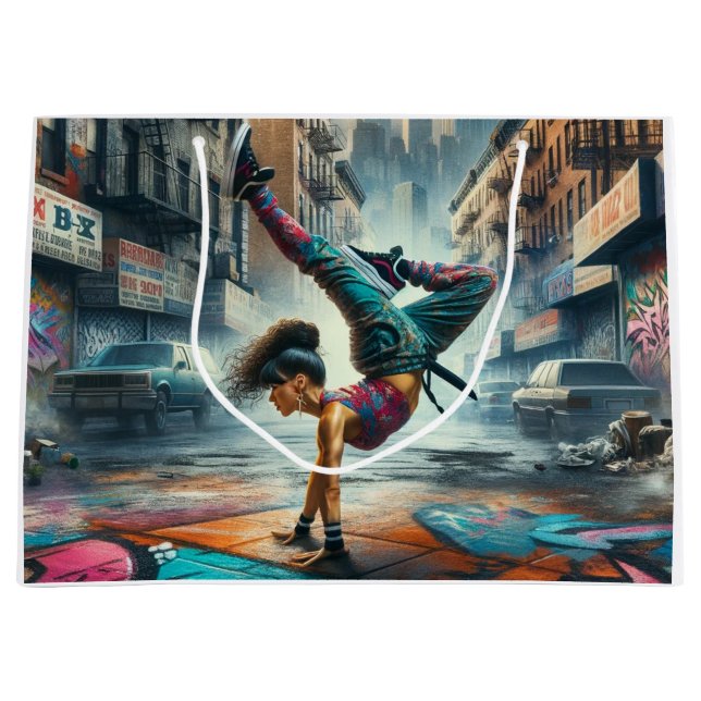 Breakdancer Women in Action New Yorker Silhouette Große Geschenktüte (Vorderseite)