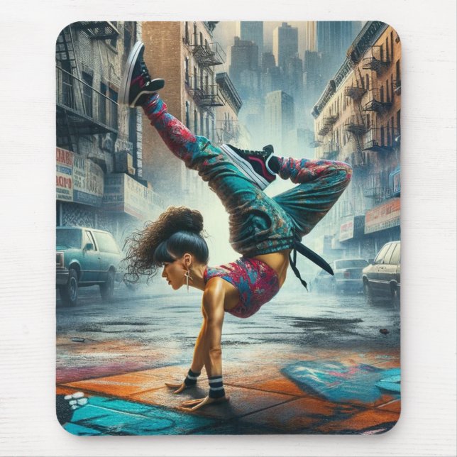 Breakdancer Women in Action New Yorker Silhouette Mousepad (Vorne)