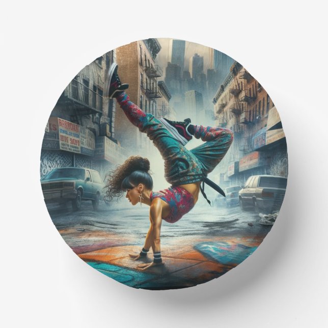 Breakdancer Women in Action New Yorker Silhouette Pappteller (Vorderseite)