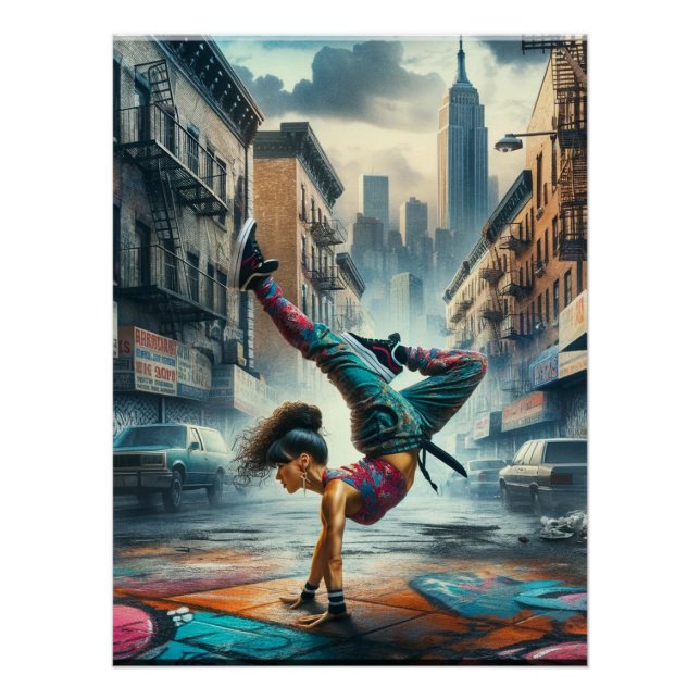 Breakdancer Women in Action New Yorker Silhouette Poster (Vorderseite)