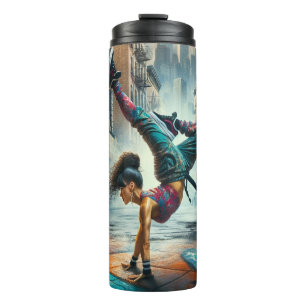 Breakdancer Women in Action New Yorker Silhouette Thermosbecher
