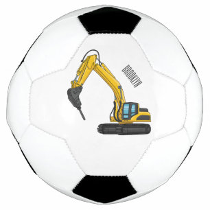 Breaker excavator cartoon illustration fußball