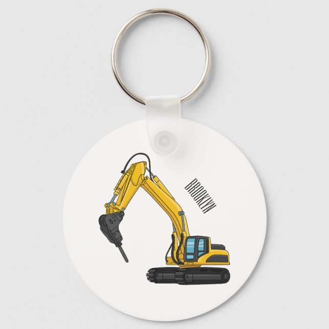 Breaker excavator cartoon illustration  schlüsselanhänger (Vorderseite)