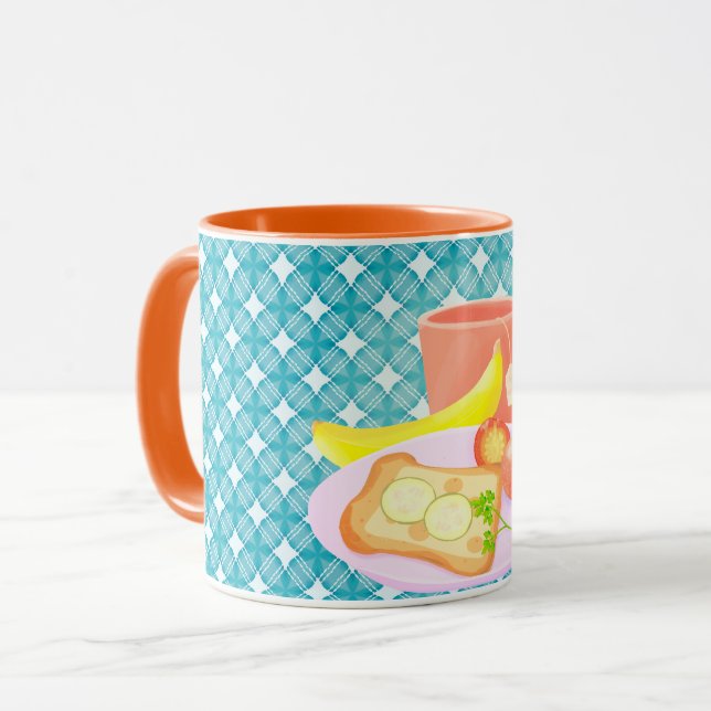 Breakfas Gingham Tasse (Vorderseite Links)
