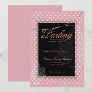 Breakfast brunch pink with white polk dots einladung