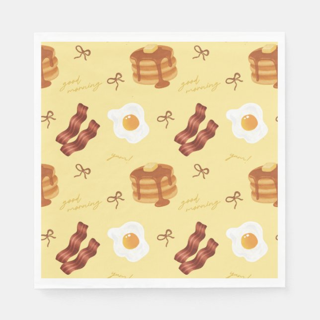 Breakfast Brunch Theme Bacon Eggs Pancakes Pattern Serviette (Vorderseite)