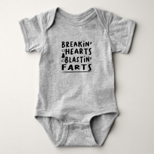 Breakfast' Hearts & Blastin' Furzen Body Anzug Bab Baby Strampler