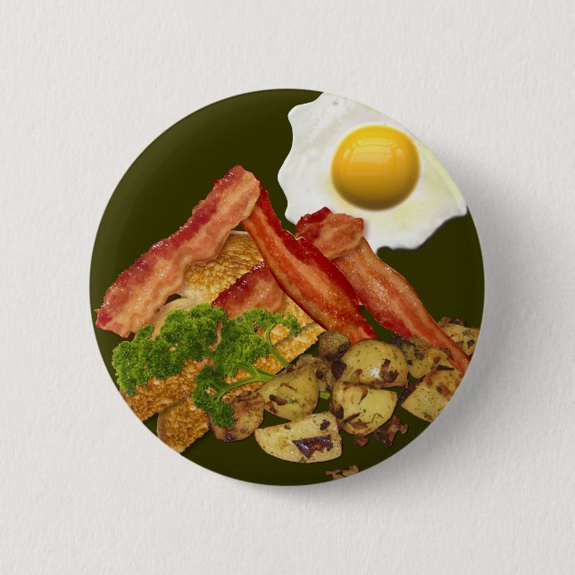 Breakfast Landscape Bacon Eggs Button (Vorderseite)