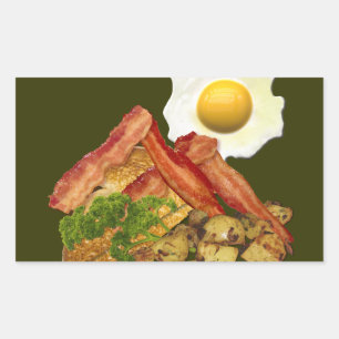 Breakfast Landscape Bacon Eggs Rechteckiger Aufkleber