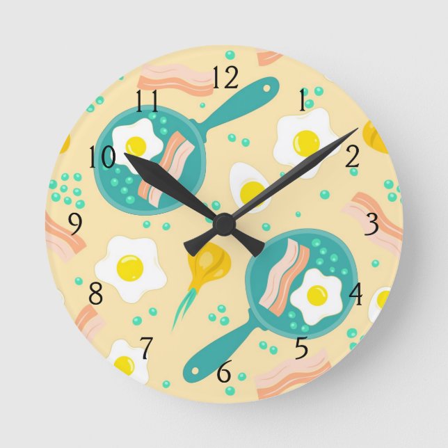 Breakfast Pattern Runde Wanduhr (Vorderseite)