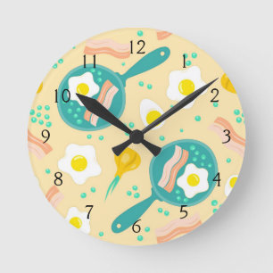 Breakfast Pattern Runde Wanduhr