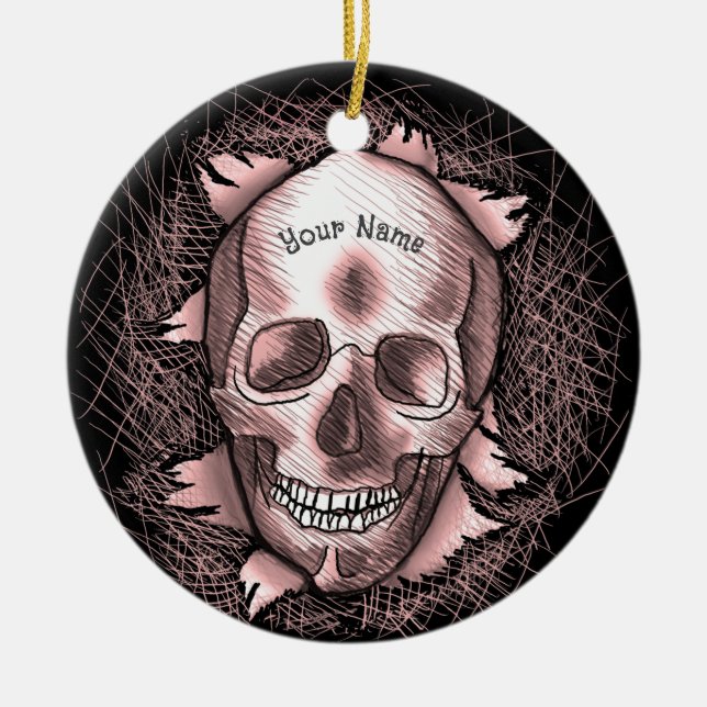 Breakfast Red Skull Keramik Ornament (Vorne)