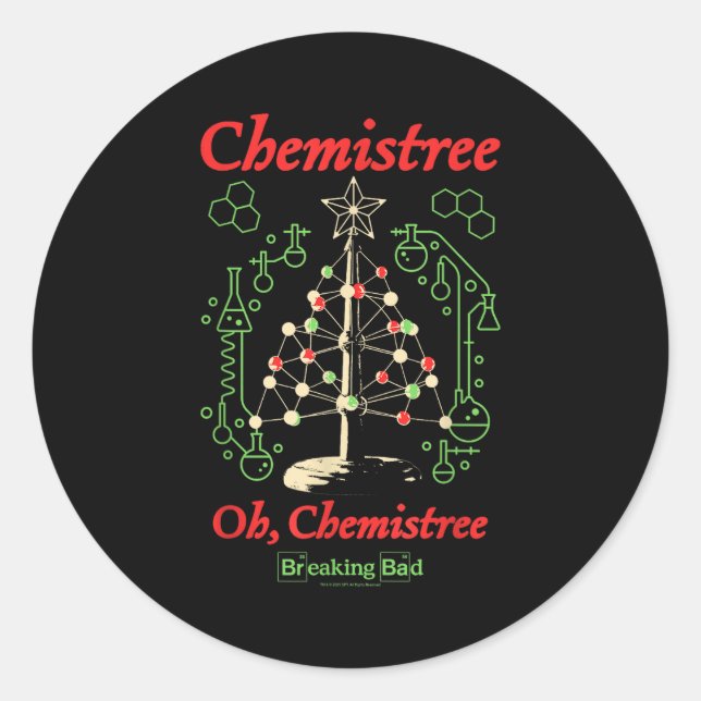 Breaking Bad Oh Chemistree Funny Christmas Science Runder Aufkleber (Vorderseite)