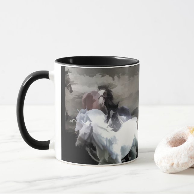 Breaking Free - Wilde Pferde Tasse (Mit Donut)