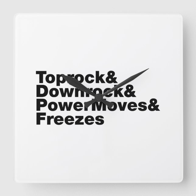 Breaking Moves (Breakdance) Quadratische Wanduhr (Vorderseite)