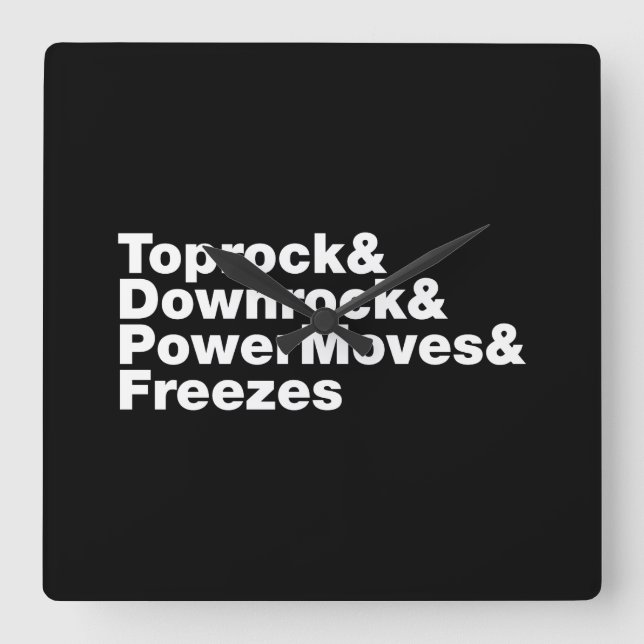 Breaking Moves (Breakdance) Quadratische Wanduhr (Vorderseite)