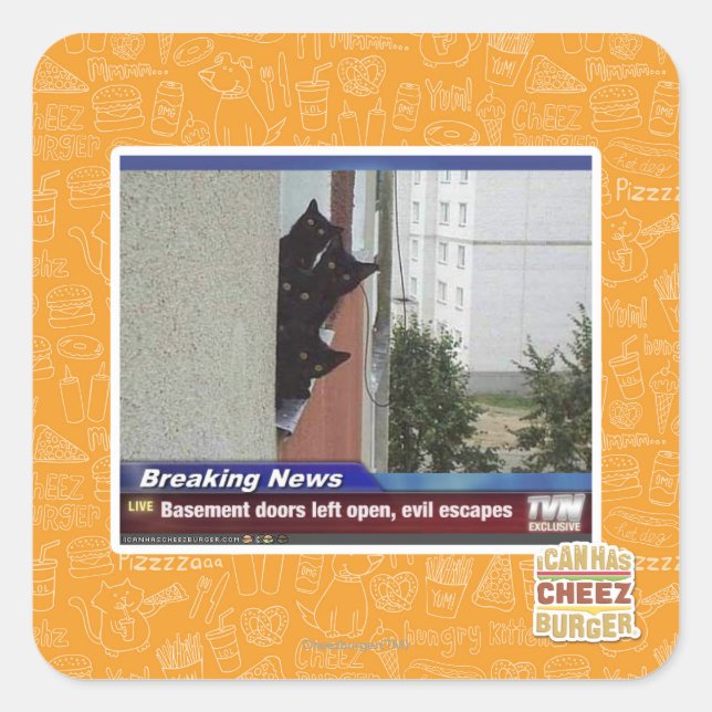 Breaking News 2 Quadratischer Aufkleber (Vorderseite)