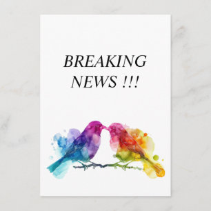 Breaking NEWS lustige LGBTQ+ Rainbow Lovebirds Begleitkarte
