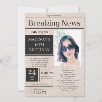 Breaking News zum Geburtstag Einladung