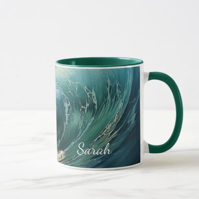 Breaking Surf Malerei Personalisiert Tasse (Rechts)