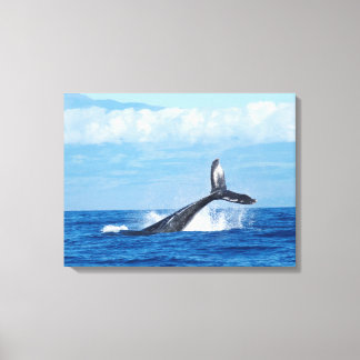 Breaking Whale Blue Sea Canvas Print Leinwanddruck