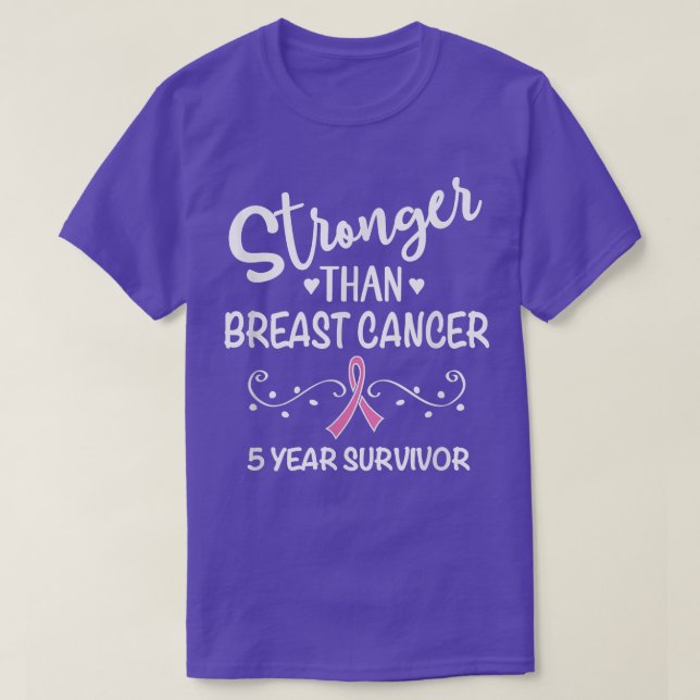 Breast Cancer 5 Year Survivor Pink Ribbon Awarenes T-Shirt (Design vorne)