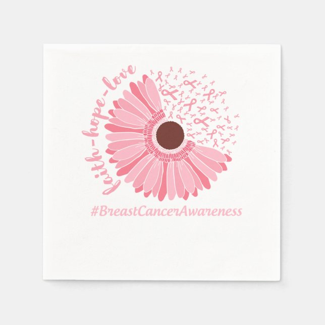 Breast Cancer Abewusstsein Pink Flower Serviette (Vorderseite)