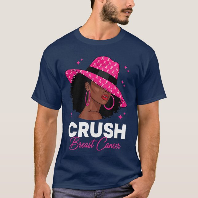 Breast Cancer Awareness African American Afro Wome T-Shirt (Vorderseite)