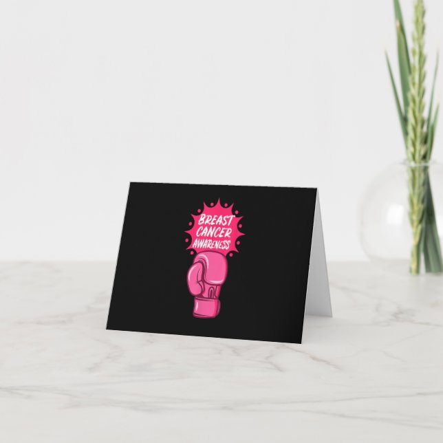 Breast Cancer Awareness Boxing Glove Support Survi Dankeskarte (Vorderseite)
