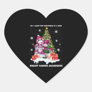 Breast Cancer Awareness Christmas Tree Herz-Aufkleber