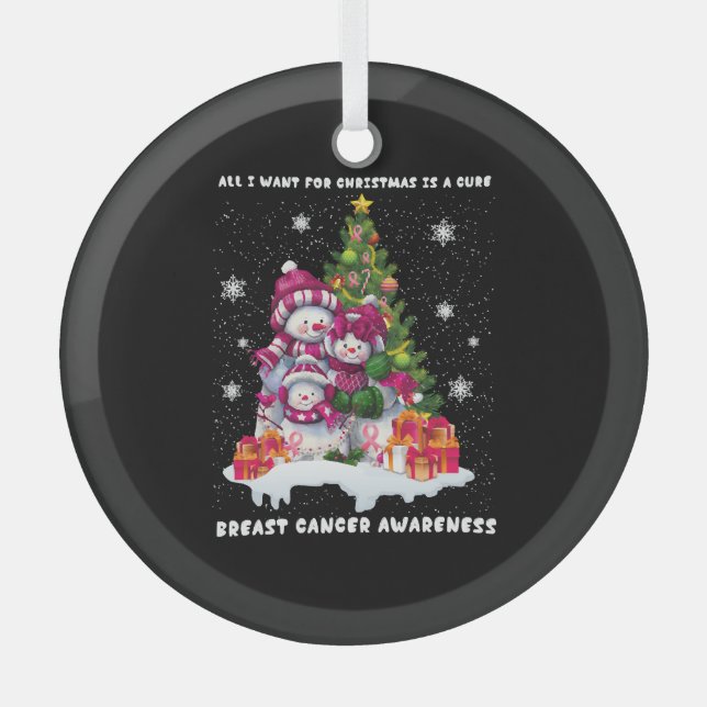 Breast Cancer Awareness Christmas Tree Ornament Aus Glas (Vorderseite)