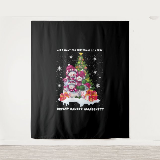 Breast Cancer Awareness Christmas Tree Wandteppich (Vorderseite)