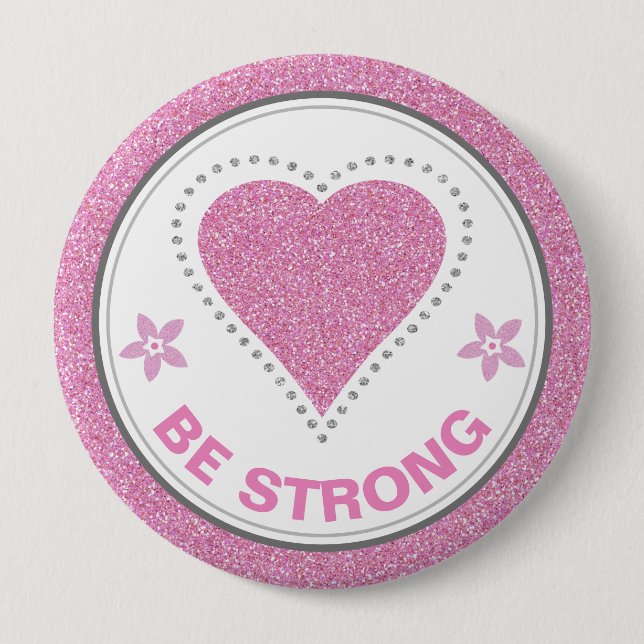 Breast Cancer Awareness Heart Be Strong Button (Vorderseite)