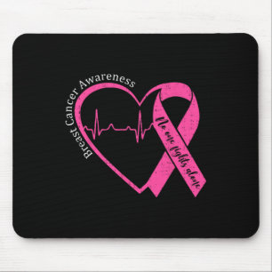 Breast Cancer Awareness Heart Pink Ribbon Support Mousepad