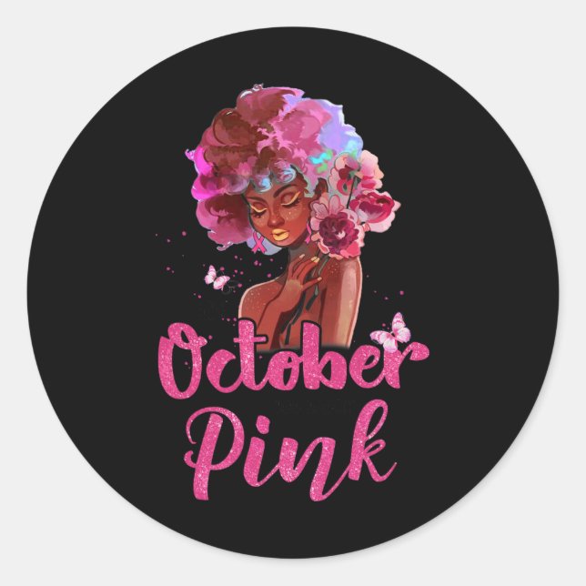 Breast Cancer Awareness In October We Wear Pink Bl Runder Aufkleber (Vorderseite)