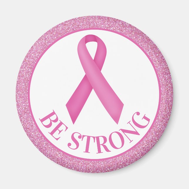Breast Cancer Awareness Pink Glitter Magnet (Vorne)