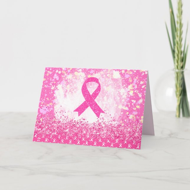 Breast Cancer Awareness Pink Ribbon Dankeskarte (Vorderseite)