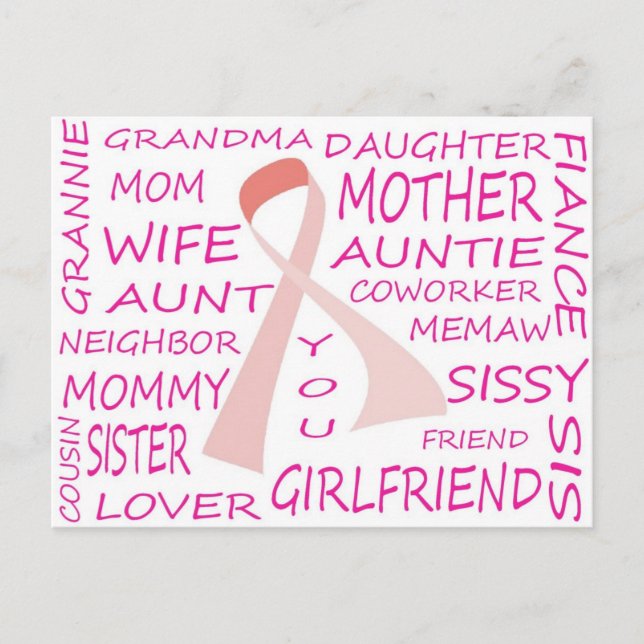 BREAST CANCER AWARENESS PINK RIBBON DESIGN POSTKARTE (Vorderseite)