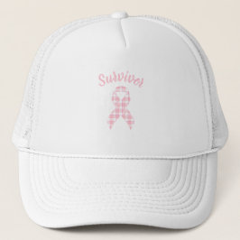 Breast Cancer Awareness Plaid Pink Ribbon Survivor Truckerkappe