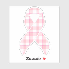 Breast Cancer Awareness Plaid Ribbon Pink Aufkleber
