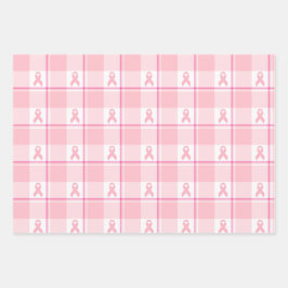 Breast Cancer Awareness Plaid Wrapping Paper, Pink Geschenkpapier Set