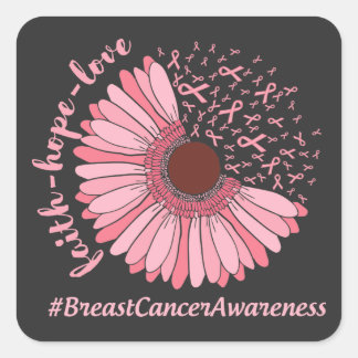 Breast Cancer Awareness Quadratischer Aufkleber