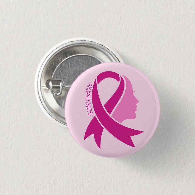 Breast Cancer Awareness Ribbon Button (Vorne & Hinten)