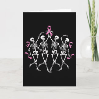 Breast Cancer Awareness Skeleton Dancing Pink Ribb Karte